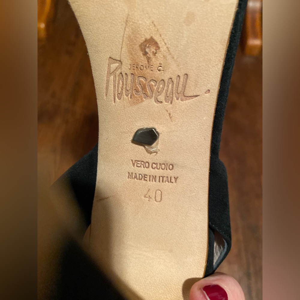 Jerome C. Rousseau Suede/Python Slingback Heels - image 5